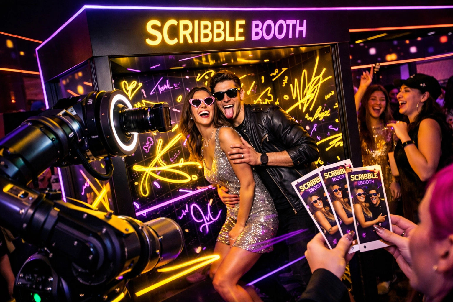 Interactive brand activation photo booth and Scribble Booth rental for corporate events in Las Vegas, LA, and Austin.